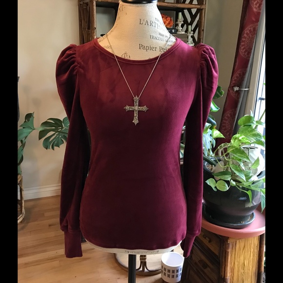 SPLENDID Ingrid Velour Long Sleeve Tee Small Mulberry NWTs - Picture 3 of 5